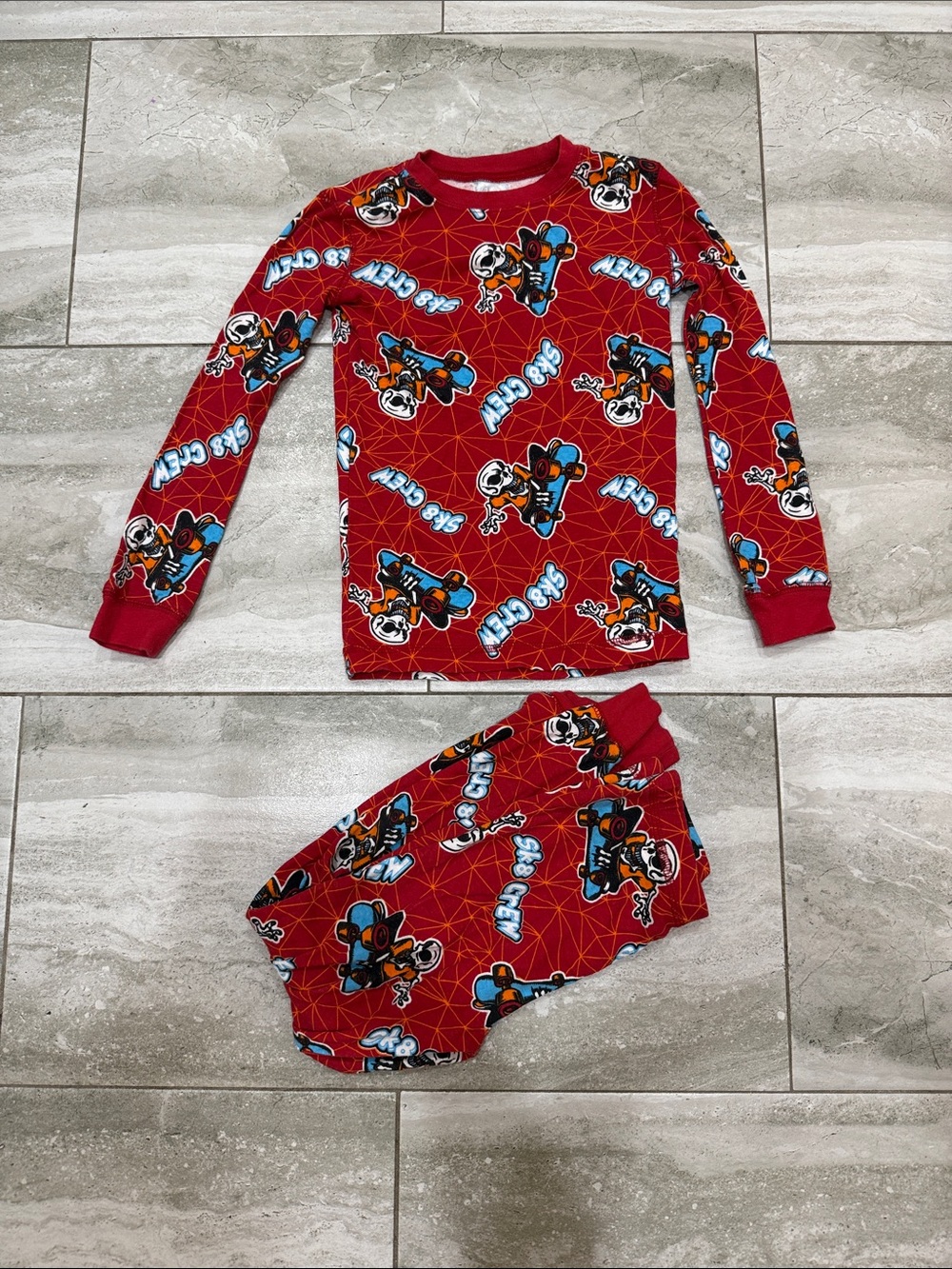 Joe Boxer Red Character Pajama Set with Blue & Black Accents